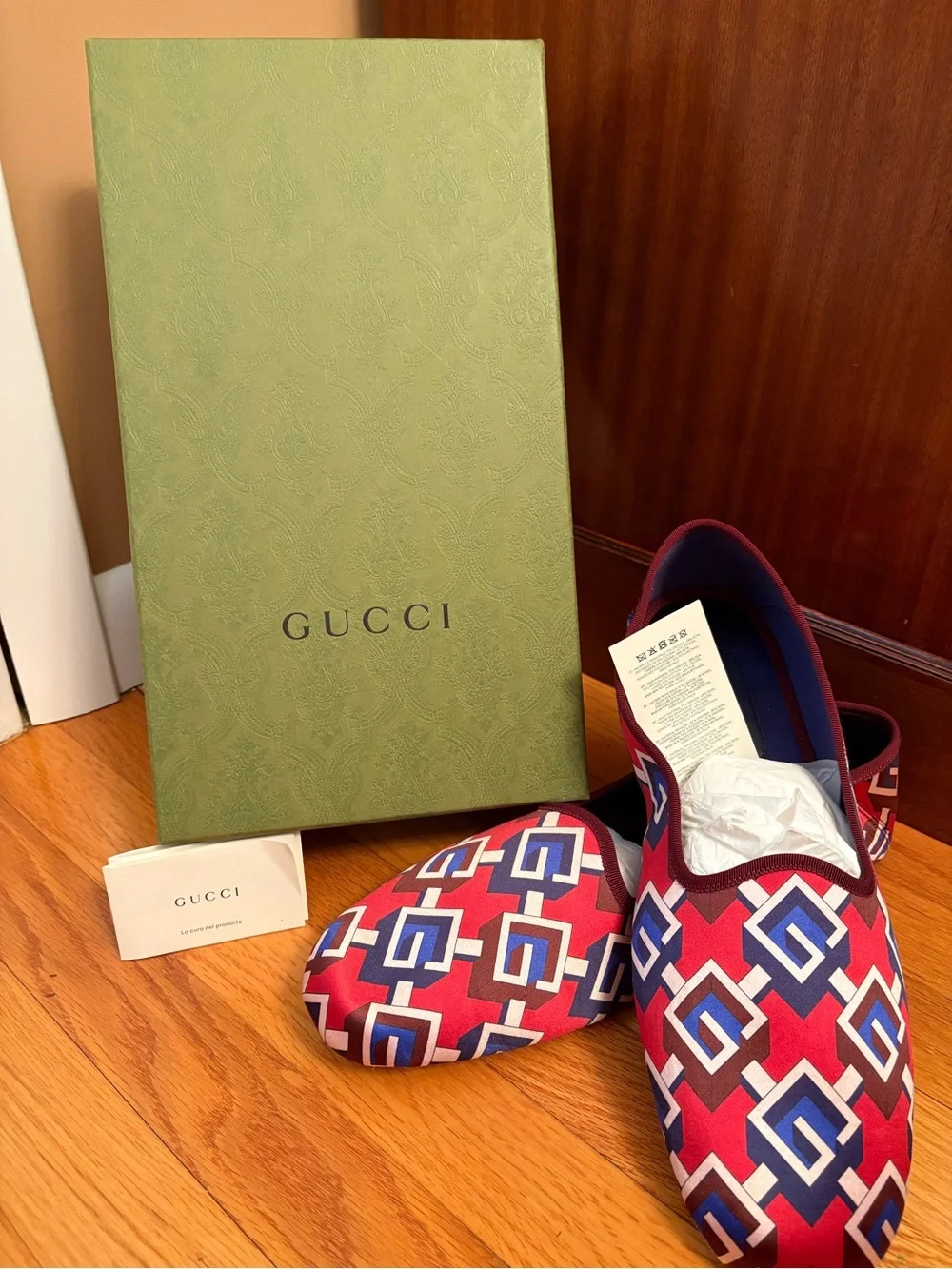 Men’s Gucci Voyage Satin Geometric G’S New Slippers Size 15